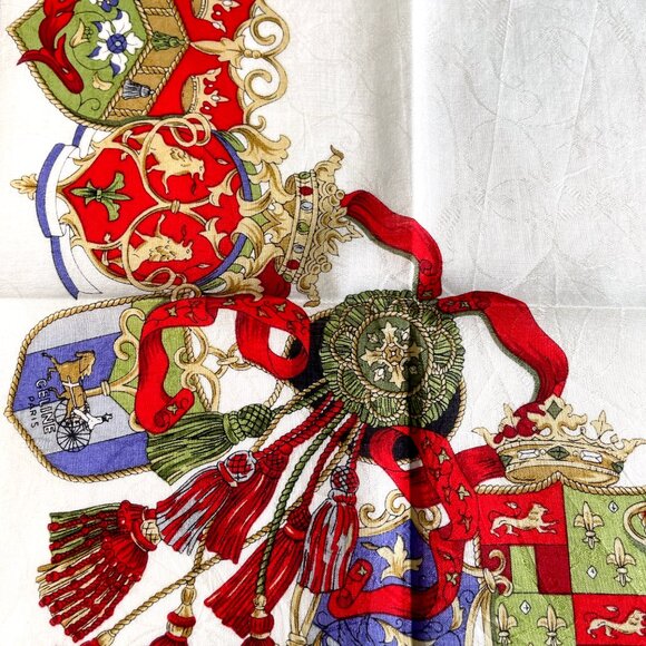 Celine Paris Cotton Scarf – Heraldic Tassel Design – NWT - Picture 7 of 10